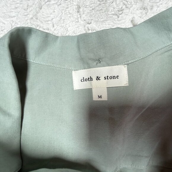 Cloth & Stone Tie-Front Tencel Button Down Shirt Ash Green Medium Long Sleeve - Picture 4 of 10